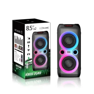 Partybox Portable Outdoor Speaker Karaoke Speaker Plastic Active Loud Speaker Music Player Audio System Double 8 Inch Black