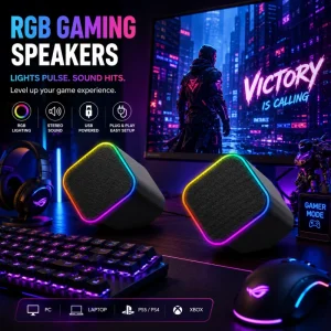 Plastic 6W RGB PC USB Powered Metal Mesh Stereo Desktop One Cable Connection Ultra Gaming Computer Custom Branded Mini Speakers