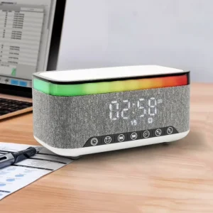 Portable 10W Bluetooth Speaker 15W Fast Charging Phone Wireless Charger Alarm Clock Colorful LED Light