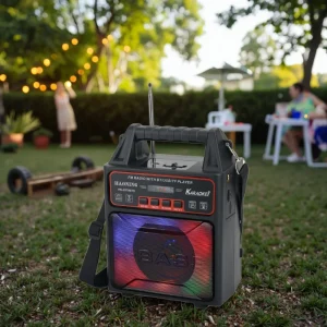 Portable 10W Solar Powered Speaker for MP3 USB TF Card Playback Woofer RGB LED FM Radio for Party Outdoor Audio Player