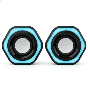 Portable 2.0 Channel RGB LED Gaming Speakers Compact Desktop PC Game Audio with Colorful LED Light for Gamer