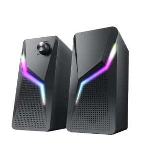 Portable 2.0 USB Wired RGB Luminous Desktop Computer Speakers Plastic Cabinet for Gaming