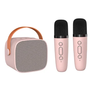 Portable 5.0 Wireless Microphone Karaoke System with Noise Cancelling LED Lights Metal Design for Outdoor