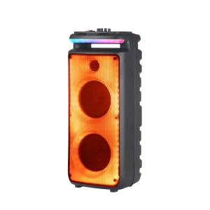 Portable 8-inch Dual Wireless Microphone Speaker Fire Lighting Supports TF Card Audio Player for Home Outdoor Use Comes Box