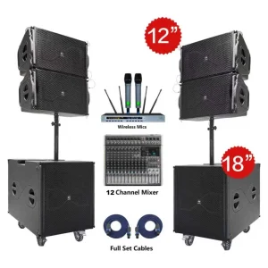 Portable Active Line Array Speakers With 18 Inch Bass Subwoofer Portable Party Sound System for Outdoor Concert Church