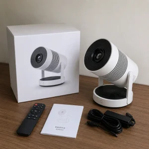 Portable Android Smart Projector with 1920×1080 Resolution WiFi for Plastic Material Stereo Speaker for Indoor Outdoor Use
