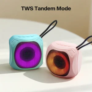 Portable BT 5.4 Speaker with RGB Lights HiFi Stereo Sound 360° Surround Sound TWS Tandem Mode for Outdoor Travel Home Party