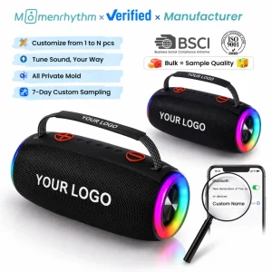 Portable Bluetooth Speaker Deep Bass Stereo Waterproof RGB Light Custom Logo Private Label Reseller Gift