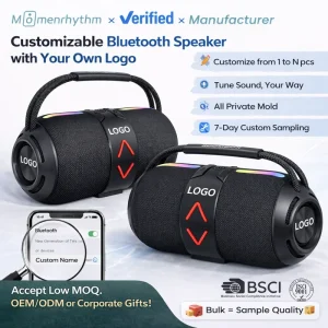 Portable Bluetooth Speaker Personalized Branding Wireless Stereo RGB Light Outdoor Party Boombox Low MOQ Private Mold Gift