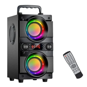 Portable Bluetooth Speaker with Double Subwoofer Heavy Bass Bluetooth 5.0 Wireless 100ft Outdoor Speaker Support FM Radio