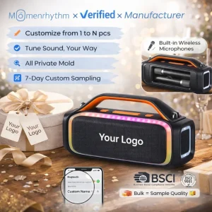 Portable Bluetooth Waterproof Outdoor Speaker Karaoke RGB TWS Bass Stereo Rechargeable Custom Logo Gift