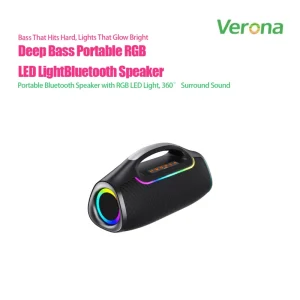 Portable Boombox Speaker RGB Light Built-in Battery IPX Waterproof No Built-in Microphone for Outdoor Parties Beach