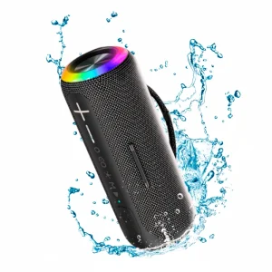 Portable Boombox Subwoofer Round Wireless Speaker with LED Light Outdoor Waterproof Super Bass Loudspeaker for Party Camping