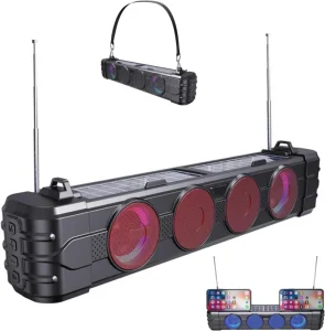 Portable Double Solar Speaker Bluetooth Wireless Outdoor Speaker Long Radio TF Card U Disk HiFi Sound Color Light