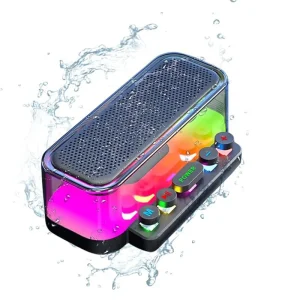 Portable Dual Speaker Wireless Small Bluetooth Speaker with Mechanical Keyboard and Colorful LED Light