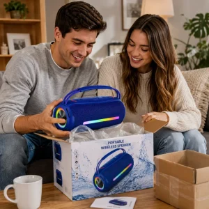 Portable Handheld ABS Waterproof Speaker with RGB LED Light Car Use Heavy Bass Stereo Subwoofer Audio for Party Travel