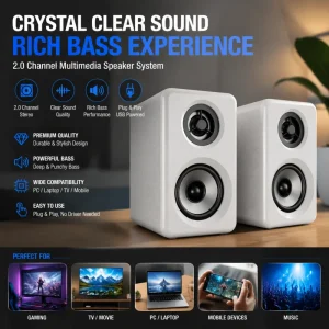 Portable Home Theater Multimedia 2.0 Bookshelf Speaker System Big Sound Speakers Professional Hifi Home Speakers