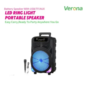 Portable Karaoke Speaker Built in Microphone 10W Outdoor Party Speaker Featuring Wired Microphone LED Lights Battery Remote