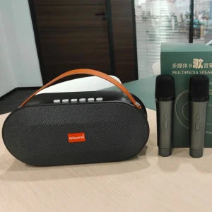 Portable Karaoke Wireless BT Sound Card Soundbar Loud Bass Speaker with Wireless Microphone for Home