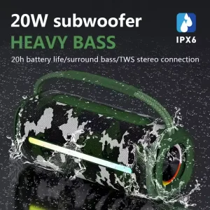 Portable Loudspeaker Enclosure Wireless Speaker Boombox Stereo Sound IPX6 Waterproof TWS for Outdoor Party Beach Camping