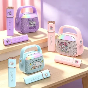Portable Mini H8 Karaoke Speaker for Kids RGB Light Two Mic Wireless BT Audio 10W Battery for Home Theatre Outdoor Singing