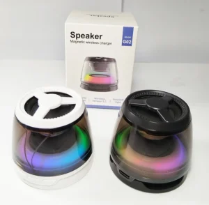 Portable Mini Magnetic Wireless Speakers Hi Fi Audio Music Speakers RGB Atmosphere Lighting Phone Magnet Wireless Charger Holder