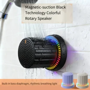 Portable Mini Speaker with Magnetic Knob RGB Lights and Phone Stand Feature