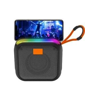 Portable Mini Waterproof RGB LED Speaker with Subwoofer and Phone Holder for Party Use
