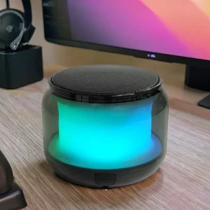 Portable Mini Wireless BT Speaker with RGB LED Light and AUX USB Type C MP3 Stereo Audio for Computer