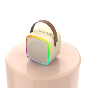 Portable Mini Wireless Karaoke Speaker Two Microphone RGB Light For 5.3 Home Party KTV System Voice Prompt 3 5 Hours