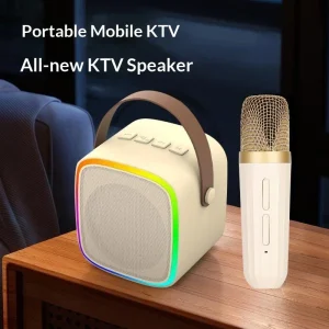 Portable Mini Wireless Karaoke Speaker With Dual Microphones RGB Lighting 5.3 5W Output 1000 2000mAh Battery Model K3