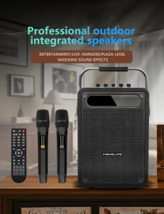 Portable Outdoor Karaoke Speaker with 2 Wireless Microphone 4800mAh Battery BT 5.0 Guitar Sax Input Speaker for Busking
