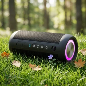 Portable Outdoor Wireless Speaker 20W IPX6 Waterproof RGB Light TWS with Built-in Microphone Battery USB for Indoor Outdoor Use