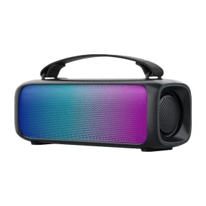Portable Outdoor Wireless Speaker with RGB Panel, Water Resistance, Rechargeable Battery, and TWS Interconnection Bass Sound