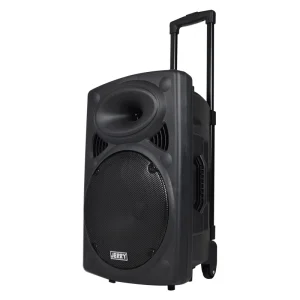 Portable PA 10″ 12″ 15″ Trolley Speaker with VHF Wireless Microphones & Rechargeable Battery