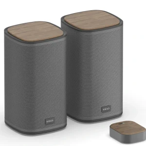 Portable RGB LED Stereo Wireless 5.4 Speaker Remote Control Waterproof Design Battery-Powered 10-30W Wood Cabinet