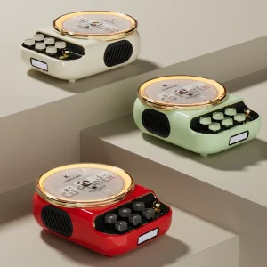 Portable Retro 4 in 1 Music System CD Player with Bluetooth Speaker FM Radio and LED Night Light