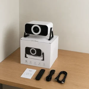 Portable Smart Projector with 1920×1080 Resolution Auto Screen Alignment Built in Speaker for Home Entertainment