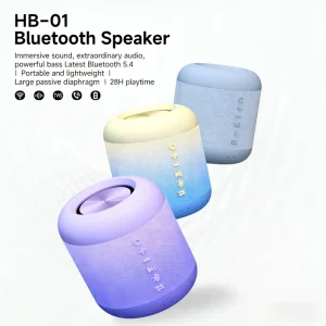 Portable Speaker HB-01 TWS Stereo Pairing Long Battery Life RGB LED Lighting Built-in Microphone Mini for Home Outdoor