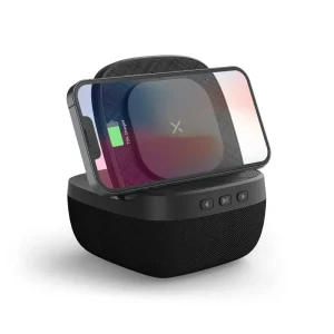 Portable Speaker Linen Fabric Wireless Charging Stand Speaker Blue tooth Speaker Charger Wireless 15W