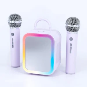 Portable Speaker with Dancing RGB LED Light Rechargeable Battery Clock Plastic Design for Party Outdoor Use