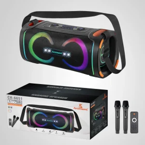 Portable Straps Wireless Speaker Built-in Microphone Super Bass Stereo LED Lighting Home Theater Dual 6.5inch Treble