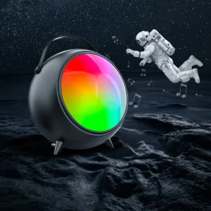 Portable Subwoofer Speaker with RGB LED Light for Outdoor Party and Karaoke Plastic Material 2000mAh Battery