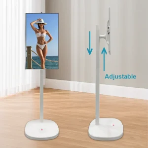 Portable TV Stand Indoor 24 Inch Android with Camera Moving WiFi Touch Screen Floor Standing Smart TV WLED Interactive Display
