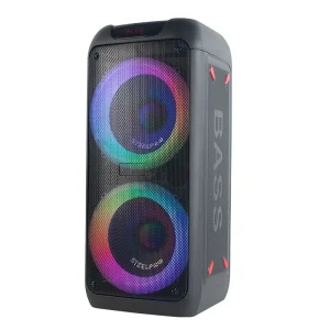 Portable TWS Party Speaker with 8″ Woofer RGB LED Lights Built-in Mic for Home Theatre & Outdoor Use