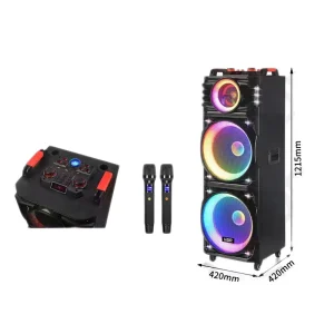 Portable Trolley Mounted Speakers Remote Control for V5.3 10000mAh Battery for 15 Inch Big Power Home Theatre DJ Party