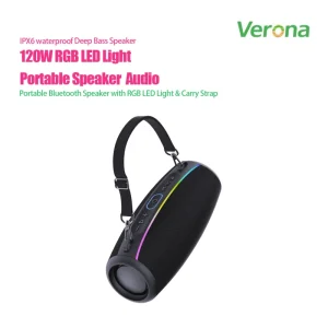 Portable Waterproof IPX6 Wireless Outdoor Speaker RGB Light Strap TWS 3000-5000mAh Battery 120W Output Built-in Mic Fast Charge