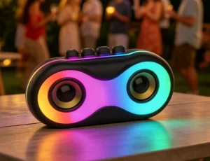 Portable Waterproof Karaoke Speaker LED Ambient Light Hi-Fi Bass Speaker for Home Outdoor Party