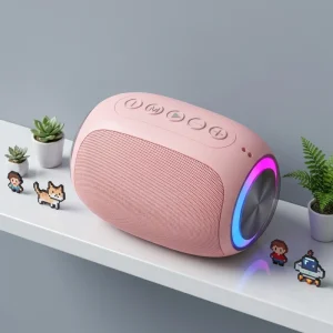 Portable Wireless Speaker with RGB LED Light Outdoor Waterproof Mini Round Speaker Rechargeable