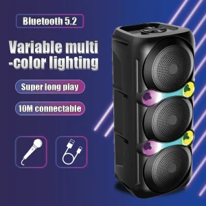 Portable Wireless USB DC Powered Plastic Studio DJ Party Speaker Dual 4 Inch Karaoke Speaker High Bass Colorful